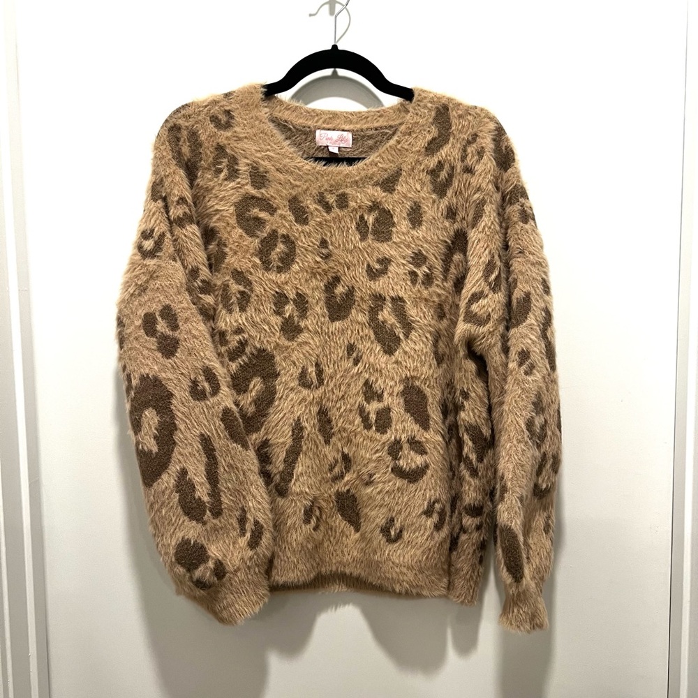 Pink Lily Tan Leopard Sweater